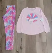 NWT Wonder Nation Unicorn Pajama Set Girls Fleece Pants Pink L 10-12