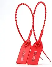 Leadseals(R) 100 Plastic Tamper Seals, Zip Ties for Fire Extinguishers Pull Tite Security Tags Numbered Disposable Self-Locking Tie 250mm Length (Red)