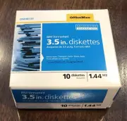 Sealed Office Max 3.5 in. IBM Formatted 10-Count, 5-1/4" Diskettes Disks 1.44 MB
