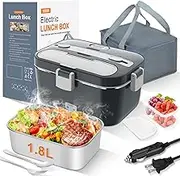 DUPASU Electric Lunch Box Food Warmer:100W Heated Lunch Box for Adult,1.8L Portable Fast Heating Lunch Box Food Warmer for Car, Truck, Work, Travel, Lonchera Elctrica Porttil 12/24