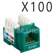 100 Pack Lot - CAT6 Network RJ45 110 Punch Down Keystone Snap-In Jack - Green