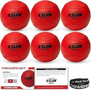 PowerNet Slam Ball 6-Pack, Baseball Size Weighted Ball with Textured Surface and Raised Seams, Baseball Training Equipment to Improve Hitting Power, 16 Oz Weighted Baseballs for Batting