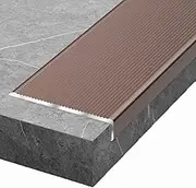 Aluminum Stair Edge Trim Stair Nosing 4in Wide, 36" 40" 48" 60" Stair Nose Molding L Shape Stair Steps Edge Trim, Anti-Slip Step Molding Strips(Brown,L 120CM/48in)