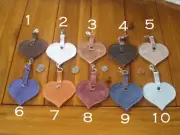 Personalized Leather Keychain HEART Custom Hand Stamped Wedding FavorLuggage Tag