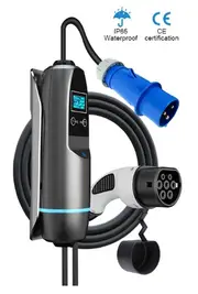 Three-Phase 7kw 22kw Electric Car Type2 Portable Charger 16A 32A CEE Plug Electric Car Charger 7kw Blue Cee Plug Type2 5m cable