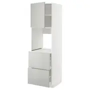 METOD / MAXIMERA hi cab f ov w dr/2 frnts/2 hi drwrs, white/Havstorp light grey, 60x60x200 cm
