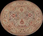 Light Brown Heriz Serapi Floral Oriental Octagon Rug 6'x6' Handmade Wool Carpet