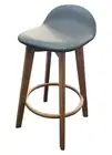 New Kitchen Bar Stool Light Walnut Timber Frame with Black PU Seat Caulfield