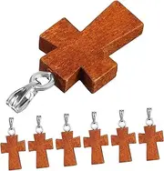 [UTHCLO] Handmade Wooden Cross Charms 15 Pieces Charms for Jewelry Making Necklace Bracelet