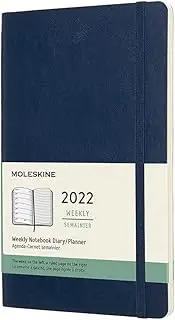 Moleskine 2022 Weekly Notebook Soft Cover Diary, Large, Sapphire Blue