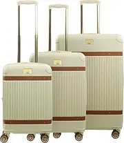FUL Tommy Bahama Rolling Luggage, Hard-Sided Suitcases with Spinner Wheels, Cream, 3 Piece Set, Tommy Bahama 3-Piece Rolling Luggage Set, Hard-Sided Suitcases with Spinner Wheels