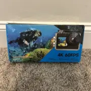4K60FPS 30MP Action Underwater Camera, Remote Black. New Open-Box