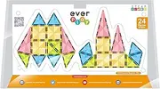 EverPlay 24pc Magnet Tiles Building Block Toy Set Travel Size Mini Diamond Series Magnetic Construction Magnetized Connecting Blocks Promote Fun STEM Learning Child Brain Development for Ages 3+ EPM24
