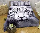 White Tiger Ultra Soft Doona Duvet Quilt Doona Cover Set Queen Size Pillowcases