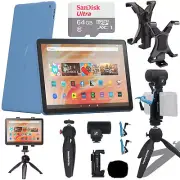 Amazon Fire HD 10 10.1" 32GB Wi-Fi Tablet, 13th Gen, Ocean + Pro Recording Kit