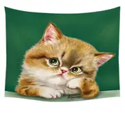 Cute Cats Art the Thinker Kitten Tapestry