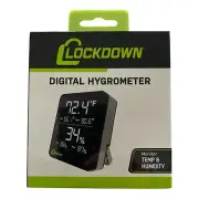 LOCKDOWN Digital Hygrometer with Backlit Screen Monitor Temp & Humidity