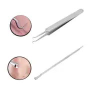 Stainless Steel Blackhead Removal Tool Kit Curved Tweezer Double End Pimple PSG