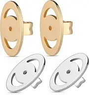 SEWACC 2 Pairs Anti-Drop Earrings Plugs Earring Findings Ears Helix Beading Multiple Hooks Button Pierced Earring Backs Piercings Backing Earring Lifter Backs Lifters Silicone & Copper