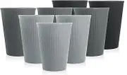Wheat Straw Cups,8PCS Plastic Cups Unbreakable Drinking Cup Reusable Dishwasher Safe Water Cup