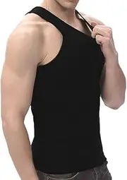 [Shopping Zone] Men's Cotton Vests Tank Tops Sleeveless Plain Breathable Slim Fit Summer Top Vest Everyday Athletic wear Easy Fit Men Workout Shirts