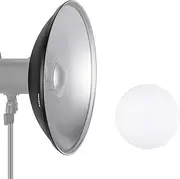NEEWER 16"/41cm Aluminum Standard Reflector Beauty Dish with White Diffuser Sock for Bowens Mount Studio Strobe Flash Light, NEEWER Vision 4 ML300 S101-300W S101-400W etc
