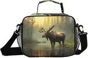 Moose Forest River Insulated Lunch Box for Women Men - Ideal for Work, Picnics - Includes Adjustable Shoulder Strap