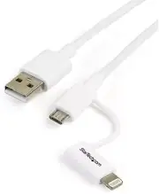 Apple MFi Certified 3ft Lightning Micro USB to USB Charging Cable White