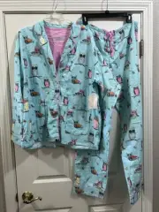 Pj Salvage Owl Flannel Pajamas, Size Large New With Tag