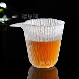 【優選精品】陸羽茶具日式竹節玻璃茶杯套裝家用送禮金邊錘紋蓋碗公杯茶杯功夫茶具整套