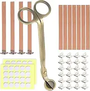 151PCS Wicks Candle Set - Gold Wooden Wicks with Metal Base & Wick Trimmer