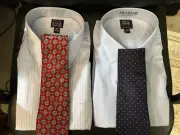 Jos A Bank shirts (X 2, New With Tags, Sz 19/35, Blue Traveller; & two silk ties