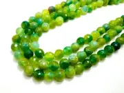 Cloudy White Green Agate Faceted Round 8mm Gemstone Beads RNF132-17