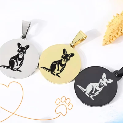 Australian Kangaroo Dog Tag – Custom Pet ID – Laser Engraved Aussie Pride
