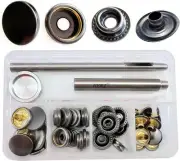 12 Set Leather Snap Fasteners Kit, 15mm Metal Button Snaps Press Studs with 5...