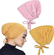 [CENZICOM] Women's Hijab Under Cap with Tie Back Closure, 2 Pack, Islamic Head Scarf