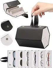 [Aymorder] 6 Slots Sunglasses Organizer Box, 6 Space Foldable Glasses Storage Case for Glasses, PU Leather Box, Eyeglasses Storage Organizer, Eye wear Holder, Hanging Sunglasses Display Box for men women