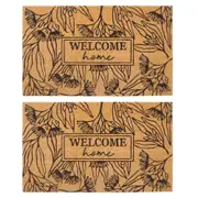2PK Urban Welcome Home Floor Doormat Coir/PVC Living Room Decor 45x75cm Black