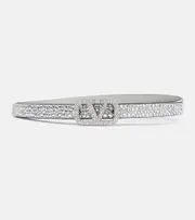 [Valentino Garavani] Valentino Garavani VLogo Signature embellished leather belt Inch 27.5 silver