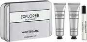 Montblanc Men's Explorer Platinum Collection 3 Pieces Mini Set (EDP 7.5 ml, Face Cream 30 ml, Cleansing Gel 30 ml)