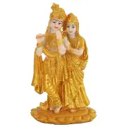 Gold Plated Radha Krishna Idol Statue Showpiece (Resin, 19 cm x 11 cm) - Decorat