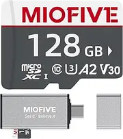Miofive 128GB Memory Card - Ultimate Micro SD Card with USB 3.0 Type-C Card Reader, 170MB/s, C10, U3, A2, V30, 4K for 4K WiFi Dash Cams and GPS Dash Cams