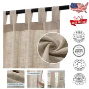 Chic Light-Filtering Tab Top Linen Curtains - 52" x 108" Panels for Every Season