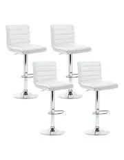 [Artiss] Leather 4x Bar Stool Kitchen Chairs in White