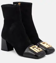 [Balmain] Balmain Edna suede and patent leather ankle boots AU 4 black