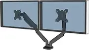 Fellowes Platinum Series Dual Monitor Arm for 32-Inch Monitors, Full Motion, 360° Rotation, VESA Mount with Grommet or Clamp, USB Ports, Ergonomic, Black, 8042501