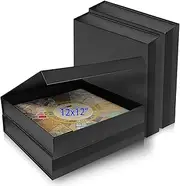 12x12 Scrapbook Storage Box for Scrapbooks, Papers and Supplies, Odor Free, Solid Black, 2 PCS 2 Pack