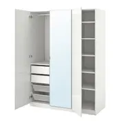 PAX / FARDAL/ÅHEIM wardrobe combination, white high-gloss/mirror glass, 150x60x201 cm
