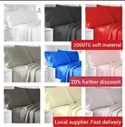 2000TC 4PCS Single/KS/Double/Queen/King Bed Flat Fitted Sheet Set Pillowcase Bed