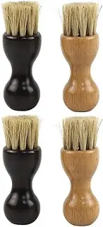 TOVINANNA 4pcs Multifunctional Shoe Brush Cleaning Shoes Soft Cleaning Boot Polish Brush Shine Washing Suede Black Wooden
